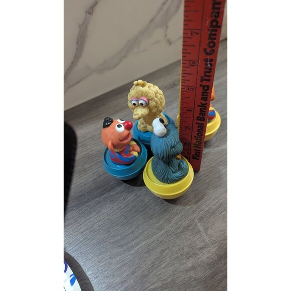 Vintage Sesame Street Wobble Figures Ernie Big Bird Cookie Monster Set Of 4  4" - Picture 6 of 8